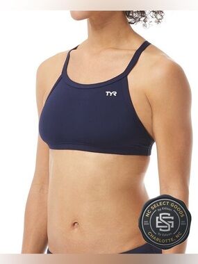 TYR Women’s Durafast One Diamondfit Workout Bikini Top Navy Size XS NWT BDRF7A